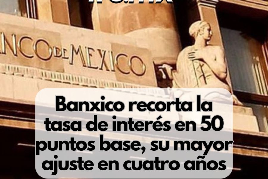 Banxico recorta la tasa de interés en 50 puntos base, su mayor ajuste en cuatro años